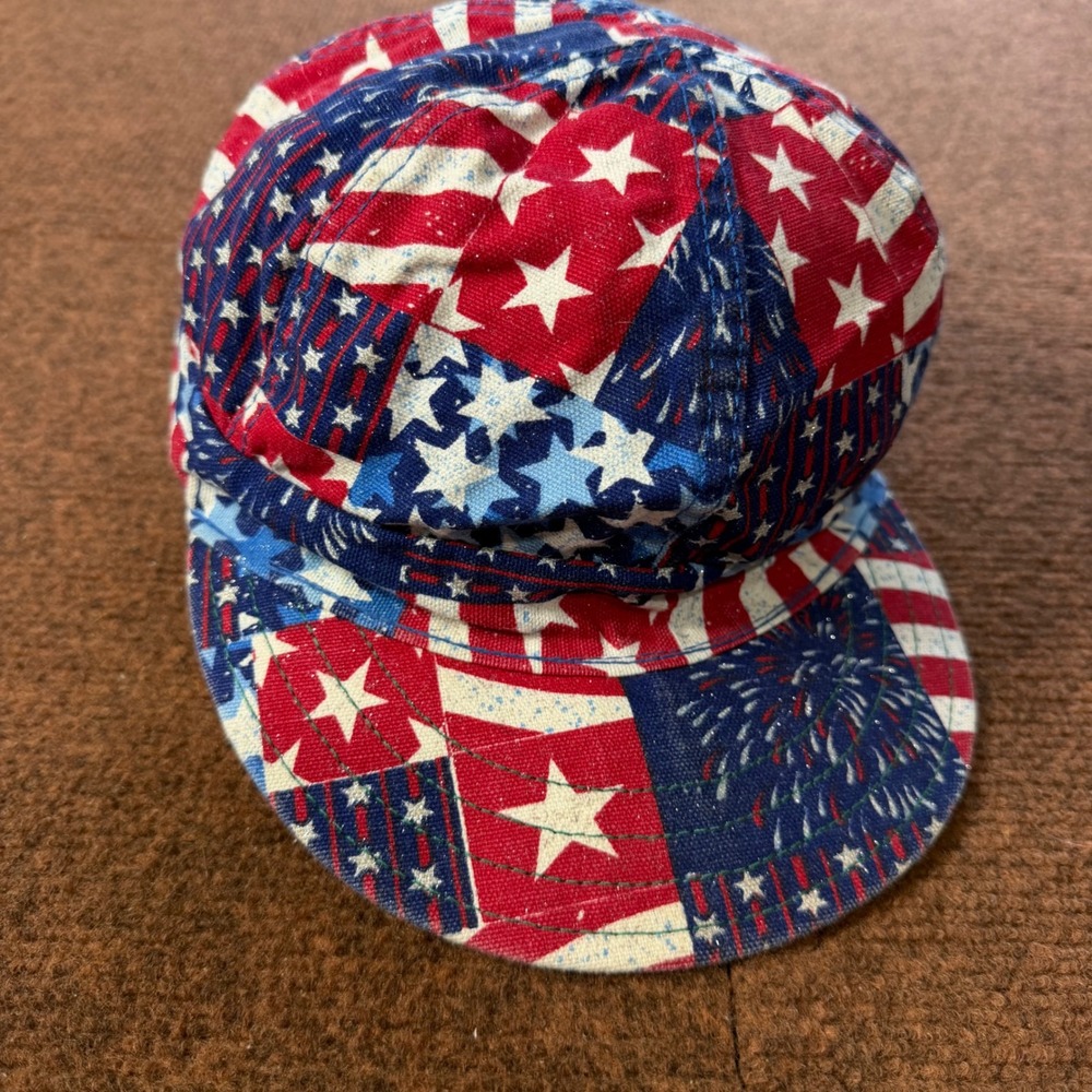 Kromer USA American Flag Welder Cap Hat Mens Size 7 3/4 Patriotic Red White Blue